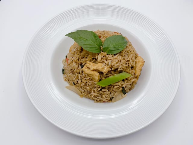 Vegan Thai Basil Spicy Fried Rice.