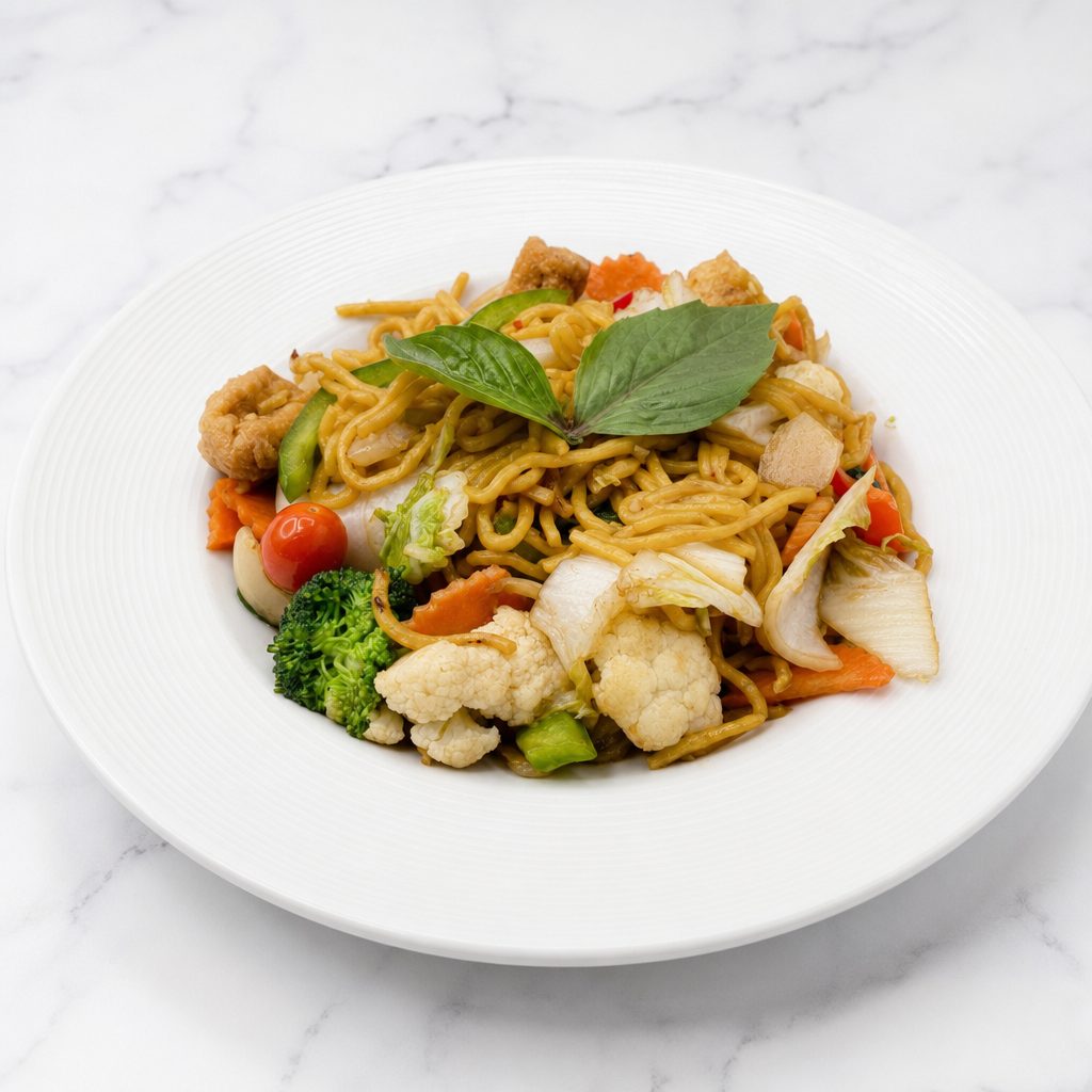 Vegan Lo Mein Drunken Noodle.