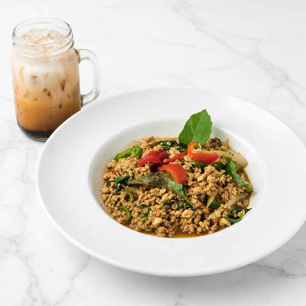 Ka Praw - Thai Basil Stir Fry (with FREE Thai Iced Coffee).