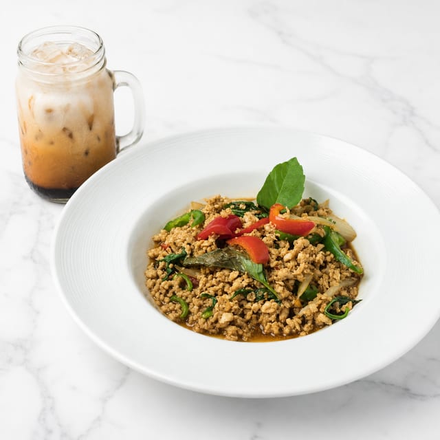 Ka Praw - Thai Basil Stir Fry (with FREE Thai Iced Tea).
