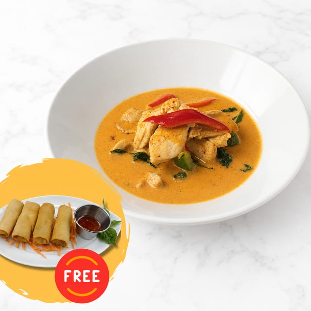Panang Curry (with FREE Vegetable Spring Rolls).