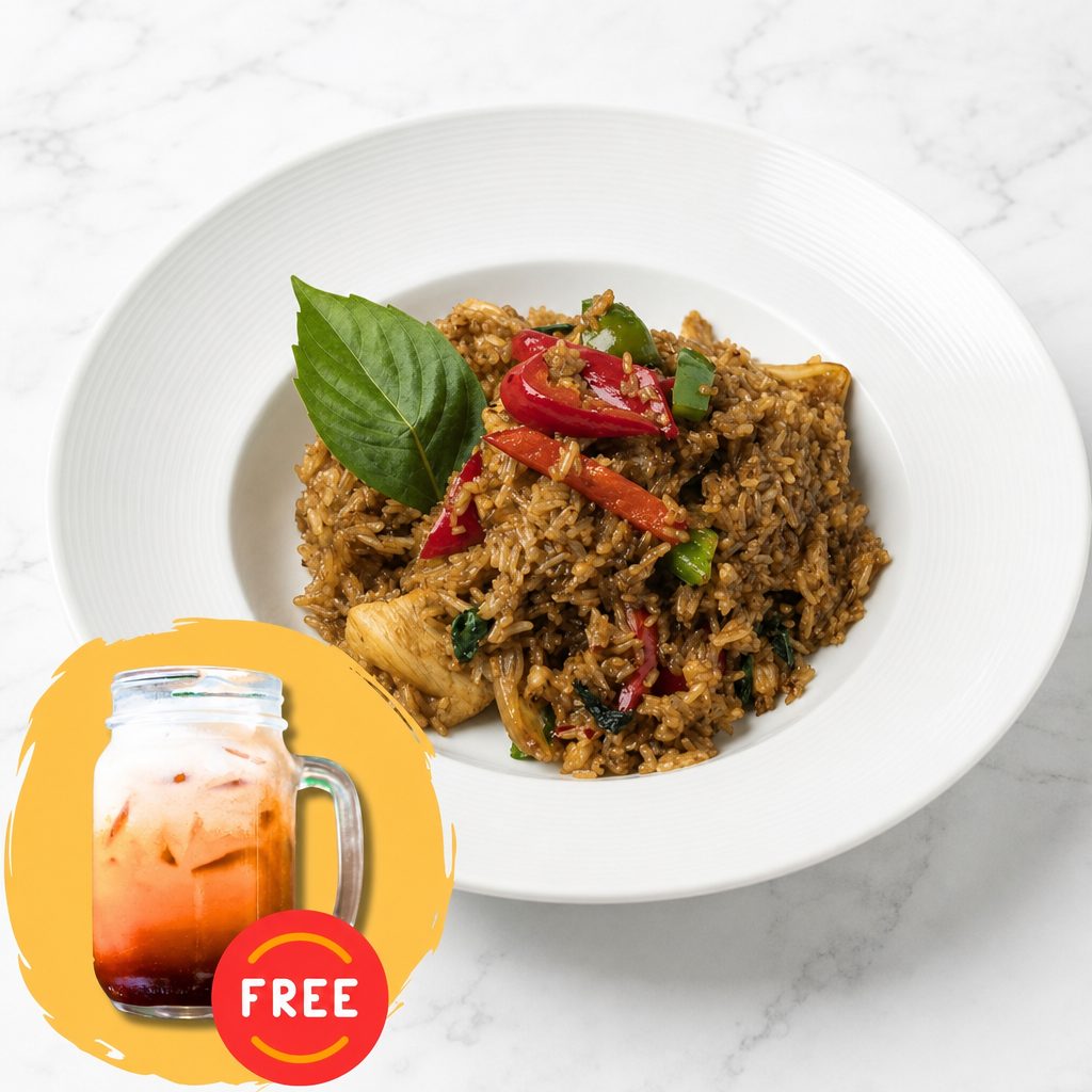 Thai Basil Spicy Fried Rice (with FREE Thai Iced Tea).