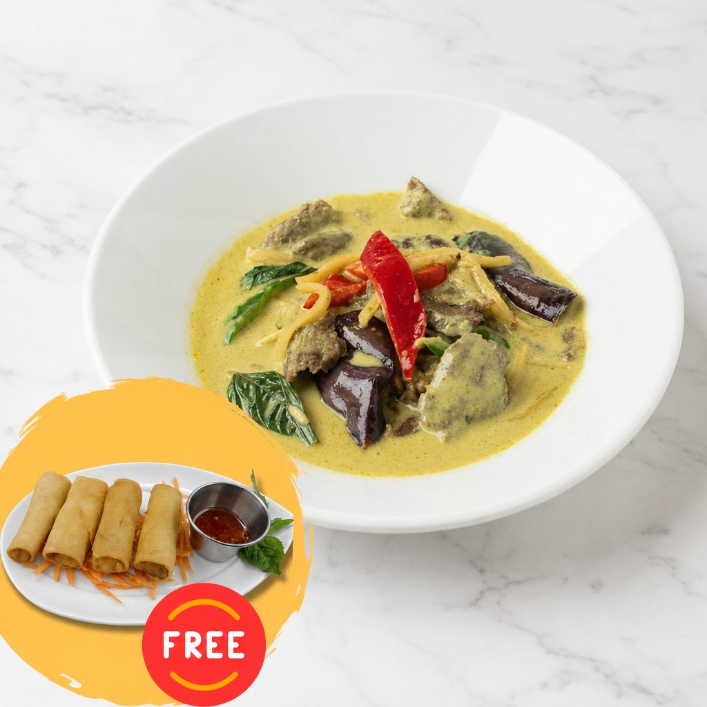 Green Curry (with FREE Vegetable Spring Rolls).