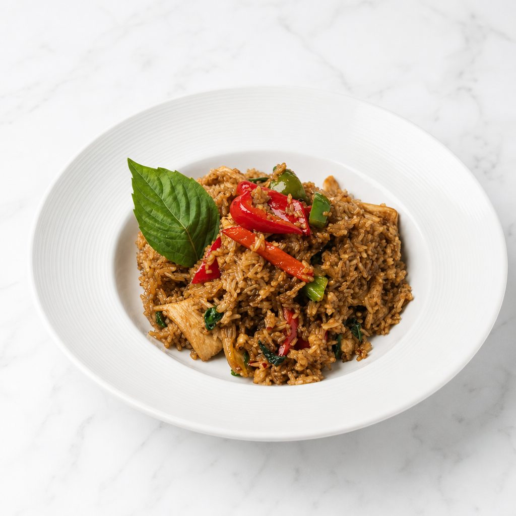 Thai Basil Spicy Fried Rice (with FREE Thai Iced Coffee).