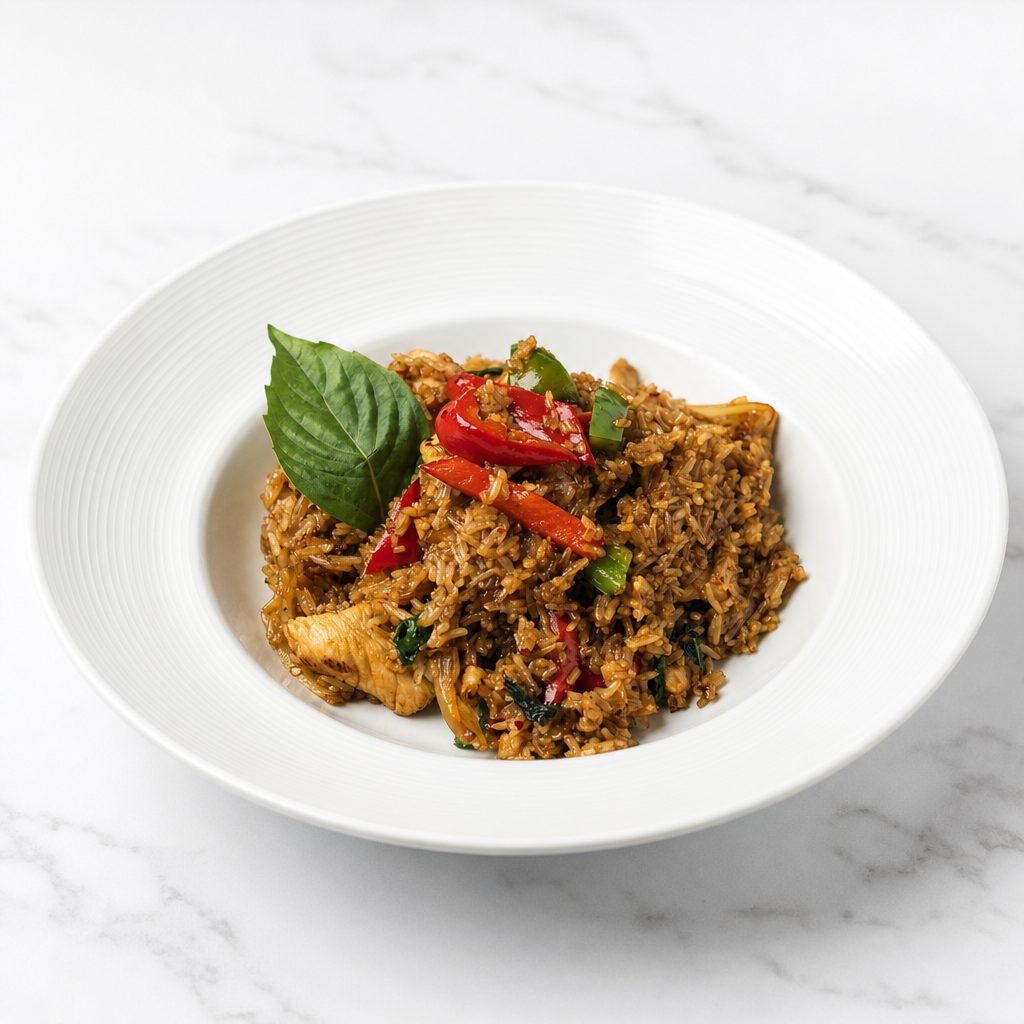 Thai Basil Spicy Fried Rice (Gluten Free Sauce) (Tray).