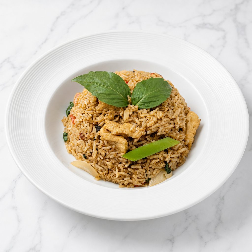 Vegan Thai Basil Spicy Fried Rice.