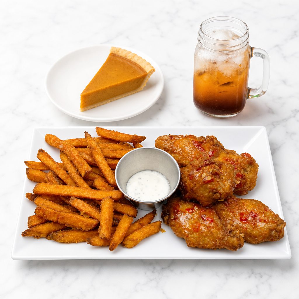 Wings & Sweet Potato Fries (Lunch Special).