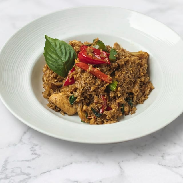 Thai Basil Spicy Fried Rice (with FREE Iced Green Milk Tea).
