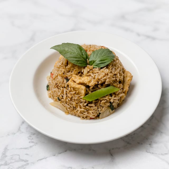 Vegan Thai Basil Spicy Fried Rice.