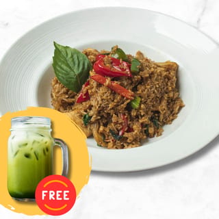 Thai Basil Spicy Fried Rice (with FREE Iced Green Milk Tea)