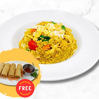 Yellow Curry Fried Rice (with FREE Vegetarian Spring Roll)